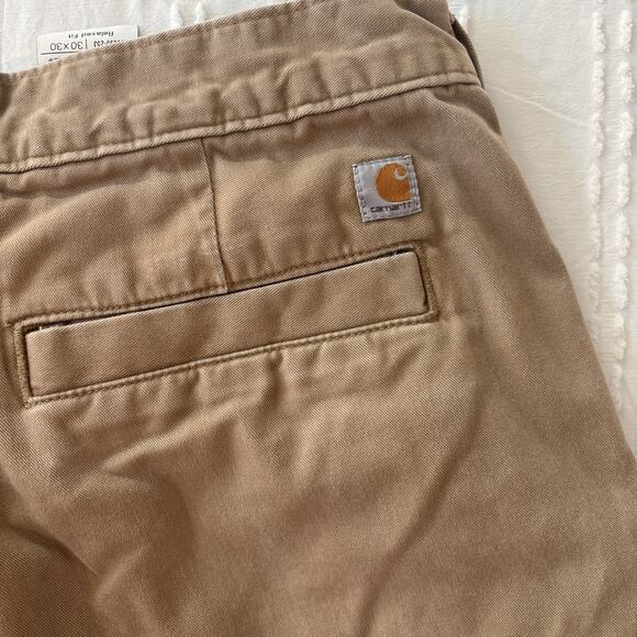 Carhartt Men's Relaxed Fit Work Pants Tan Khakis Paint Spots 30x30 preowned - Picture 6 of 16